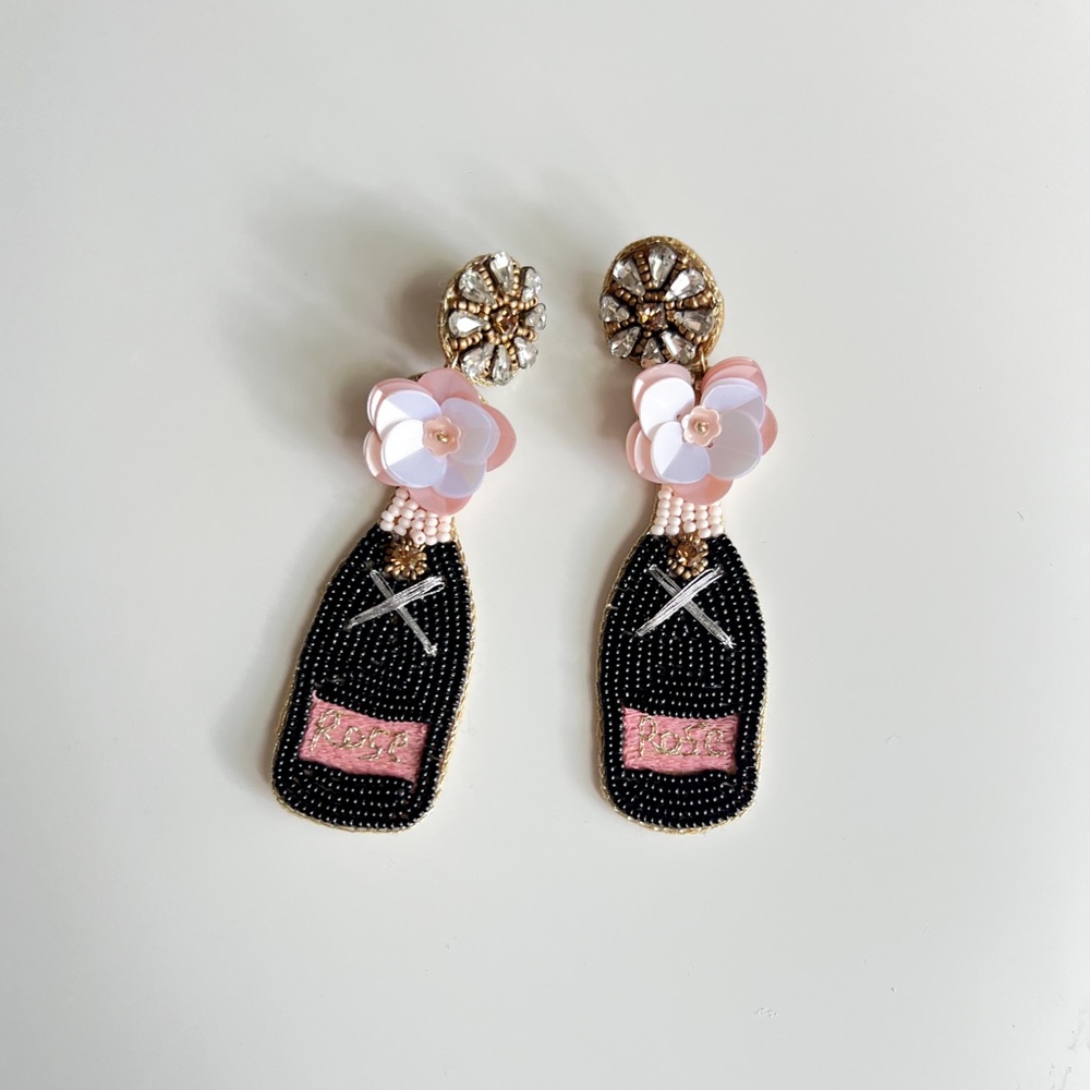 Beaded Rosé Bottle Earrings